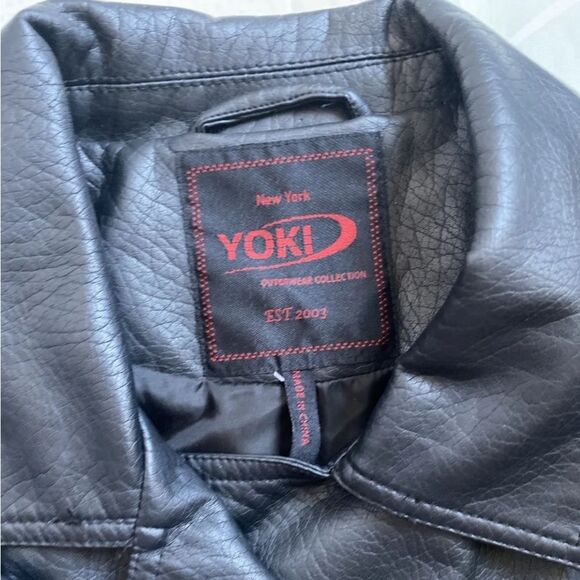 Yoki New York Faux Leather Motorcycle Jacket Black Women Medium Zip Neve Worn - Picture 8 of 12